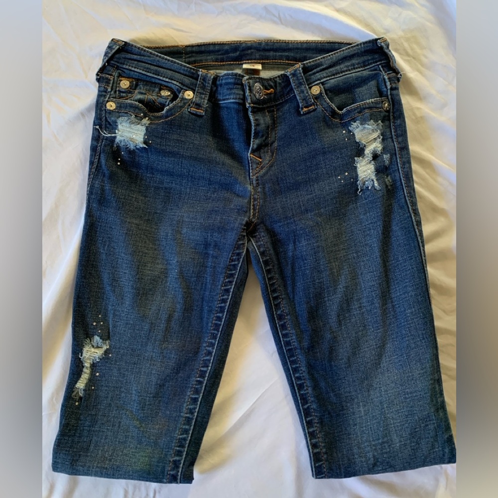 True Religion Dark Blue Distressed Skinny Jeans